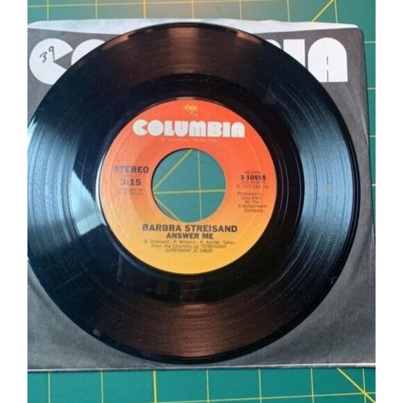 Barbra Streisand 45 RPM Record Columbia My Heart Belongs To Me & Answer Me Vinta - Picture 1 of 3